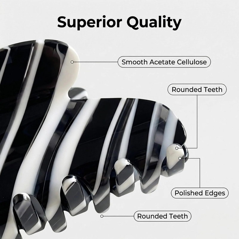 Medium Acetate Striped Hair Claw Clip for Women