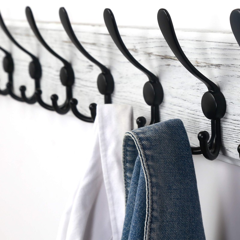 Dseap Wall Mounted Coat Rack with 10 Tri Hooks: Wooden