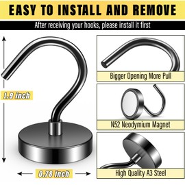 FINDMAG 3 Pack Black Strong Magnetic Hooks, 40lbs+Heavy Duty Magnets with Hooks for Cruise Ship Walls,Magnetic Kooks Heavy Duty for Cruise Cabins,Hanging,Grill,Tool,Kitchen