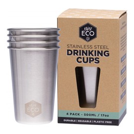 Ever Eco 4 Pack Stainless Steel Drinking Cups - 4x500ml
