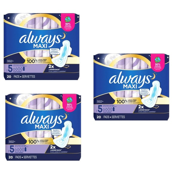 Always BL Always Pads Size 5 Maxi 20 Count Extra
