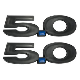 Pair Set 5.0 Liter Door Fender Emblem Badge Right Left Side Rear Trunk Plate Replacement for 2011-2014 Mustang GT (Black Blue)