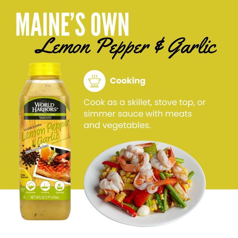 World Harbors Lemon Pepper Garlic Sauce & Marinade, Made in