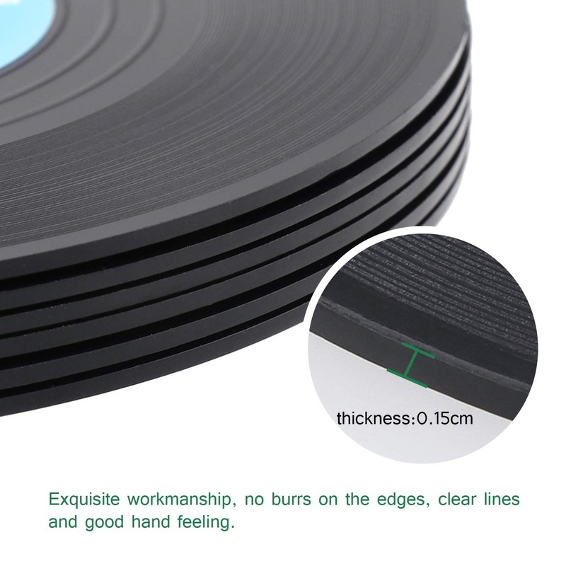 BEEK 5UMI 6PCS Retro Vinyl Record Coasters with Holder Cup