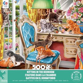 Ceaco - Paws Gone Wild - Kittens in The Bedroom - 500 Piece Jigsaw Puzzle
