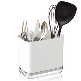 Utensil Holder ,Cutlery Holder Chopsticks Drain Stand Cutlery Drainer Rack Cutlery Racks Compartment Spoon Chopsticks Fork Drainer Caddy for Kitchen Household White