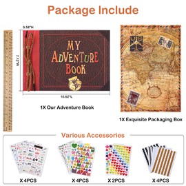 Adventure Book Diary Photo Scrapbook,Scrap book with Hard Cover Movie Up Travel Scrapbook for Anniversary,Scrapbook,Gift for Couples Anniversary,Wedding,Travelling,Birthday,Christmas (Movie Style)