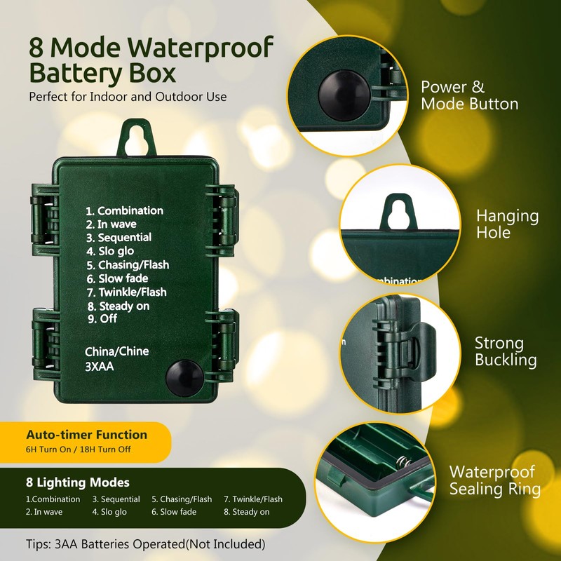 Battery Operated Cluster Lights, 10FT 100 Micro LEDs, Outdoor Twinkle