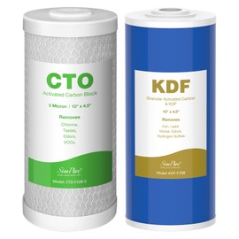 SimPure Whole House Water Filter Cartridges 5 Micron 10" x 4.5" CTO+GAC/KDF 2-Stage Carbon and Heavy Metal Filter Set, for DB10C-2KDF, DB10P, WGB21B-KS, FC15B, FG15B-KS, 1 Set