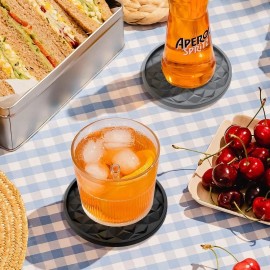 ME.FAN Silicone Coasters with Holder,[6 Pack] Drinking Coasters - Cup Mat for Hot