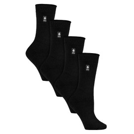 HEAT HOLDERS Ultra Lite - 4 Pair Multipack Ladies Thermal Socks | Ultra Thin Warm Socks for Dress Socks in Winter (4-8, Black)