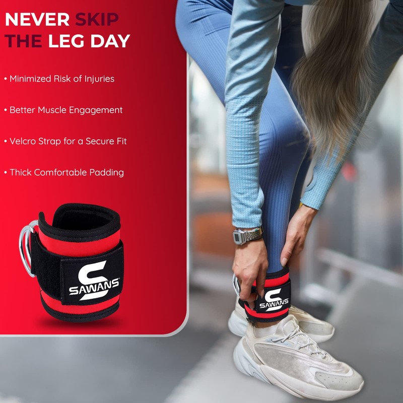 SAWANS Ankle Straps for Cable Machine Attachments Gym Ankle Cuffs