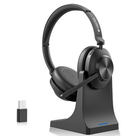Wireless Headset with Mic for Work, Bluetooth Wireless Headset with Microphone (Noise Cancelling Mic & Mute Button) Compatible PC Mac Computer Laptop Tablet Cell Phones for Office Call Center Zoom