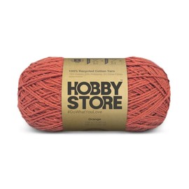 Hobby Store Recycled Cotton Yarn – Eco-Friendly Recycled Cotton Blend Yarn for Crochet & Knitting Sustainable Makes (1 ball/100 g) - Orange 8560 | Magic Needles