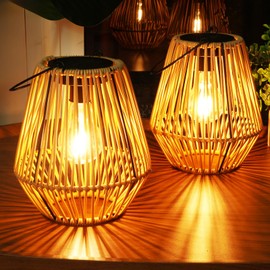 Homemory Solar Lanterns Outdoor Waterproof Hanging Solar Lights, 2 Pack Outside Solar Lamp Decorative for Garden, Yard, Patio, Porch, Trees, Lawn, Pathway, Table