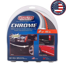 Cowles Custom - Premium Universal Body Molding for All Vehicles - Easy Install, Chrome Finish, 2" by 16 ft, UV Protected, Long Lasting Flexible PVC