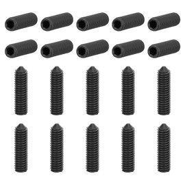 uxcell 20Pcs Set Screws M6x20mm Carbon Steel Cone Point Hex Socket Grub Screws for Machinery, Home Repairs, and Fixtures Black