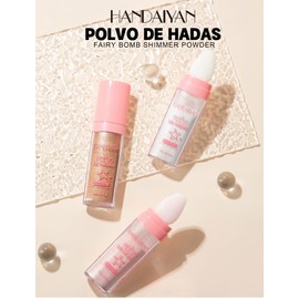 2PCS Polvo De Hadas Fairy Highlight Patting Powder Highlighter Body Brightens the Natural Three-dimensional Face Powder Blusher (#01 White & #02 Pink)