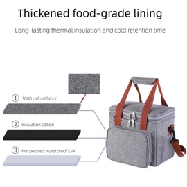 Rofawee Outdoor Lunch Bag, Waterproof Insulation Double Cooler Bag Thermal Insulation Bag Travel Portable Bag for Adult Men Women Work Travel Beach Picnic