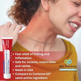 Crema de hidrocortisona 1% de fuerza máxima - Alivio antipicazón para irritación de la piel y eccema - Tubo de 1 oz. - La mejor crema para la picazón 