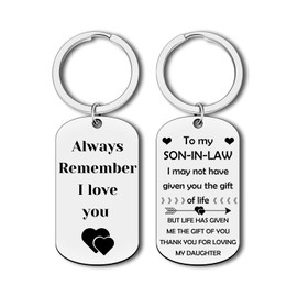 Son in Law Keychain Wedding Gifts for Groom from Father Mother of Bride Engagement Gift Future Son-in-Law Gift Keyring Bonus Son Bridegroom Gifts for Fathers Day