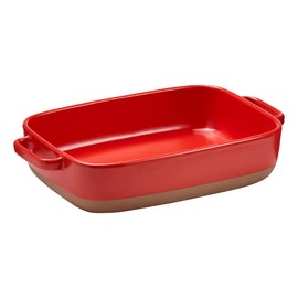 TAG Red Rectangular Oven Baker with Handles Stoneware Dishwasher Safe 13.6"Lx8.25"Wx2.75"H, 88 oz. RED