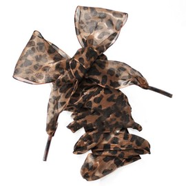 CHTME Fashionable Leopard Shoelaces 1 Pair Chiffon Satin Ribbon Organza Shoelaces Pattern Patterned Wide Shoelaces for Adults Children Skate Shoes Casual Shoes Leopard Lace, 1#