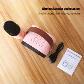 Kids Karaoke Machine Toys, Portable Bluetooth Speaker with Wireless Microphone for Girls, Karaoke Christmas Birthday Party Gifts for Ages 4, 5, 6, 7, 8, 9, 10, 12 +Year Old（1M-Pink）