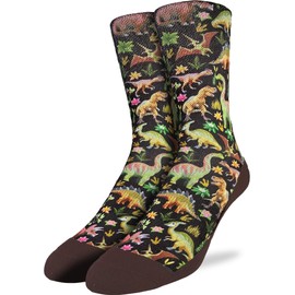 Good Luck Sock Men's Floral Dinosaurs Socks, Adult, Shoe Size 8-13