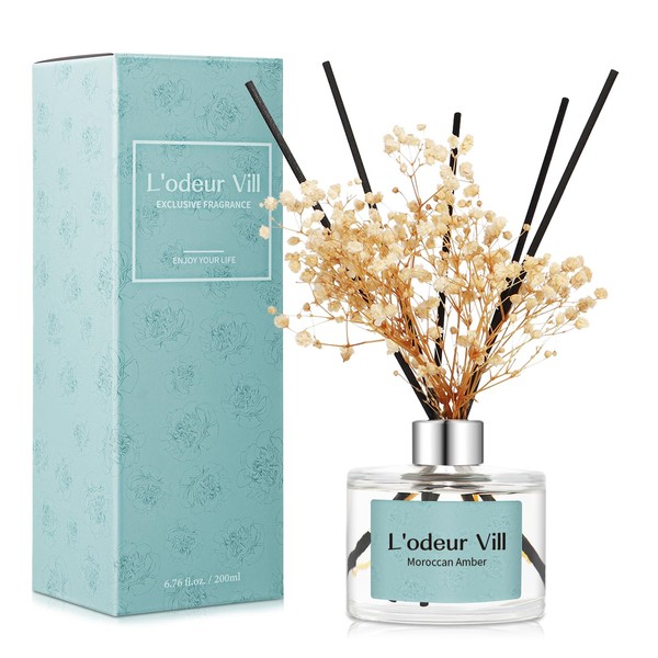 L'odeur Vill Reed Diffuser Set, 6.7 oz(200ml) Moroccan Amber Scented