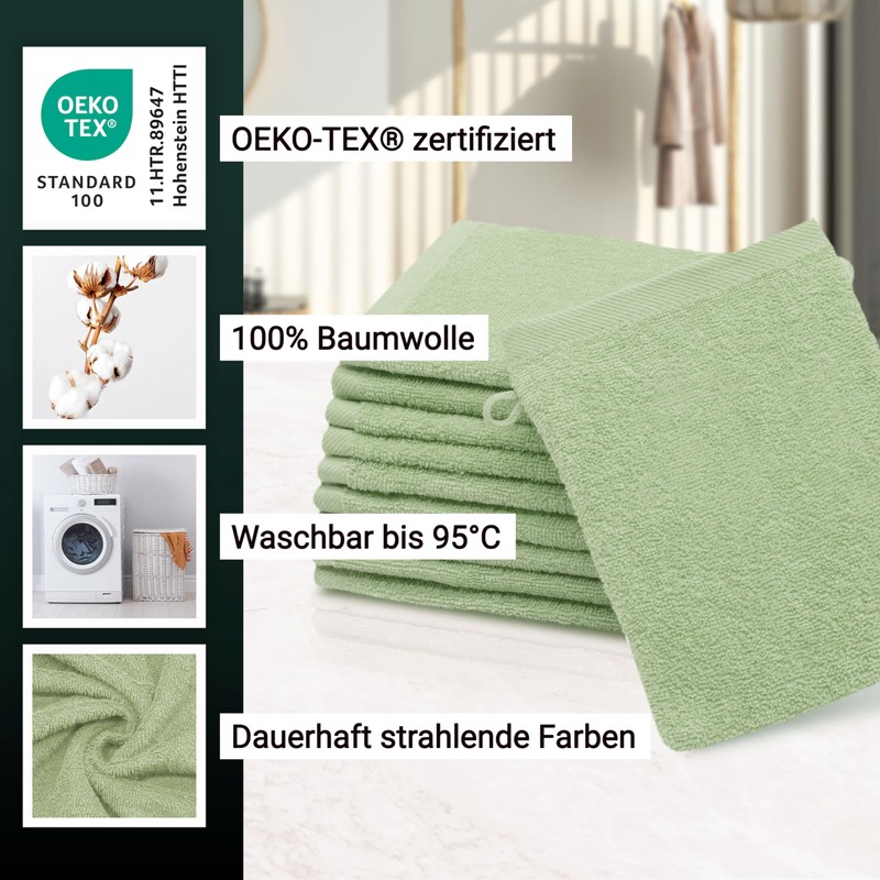 Zollner Set of 10 Flannels, Cotton, 16 x 21 cm,