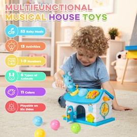 Baby Toys for 1 Year Old Girl Gifts, Montessori Toys with a Rabbit Hammer, 13-in-1 Multi-Functional House, Musical Toy for Toddler 6-12 12-18 Months, First Birthday Gift for 1 2 Year Old Girls Boys