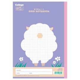 Kyokuto LT01PU B5 College Animal Series Study Notebook, 0.2 inch (5 mm) Grid lines, Animal: Sheep