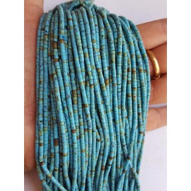 FAIRPRICE GEMSSTONE FG | AAA Quality 10 Strands 2-2.5 mm Turquoise Matix Heishi Beads 13 Inches Long | semi Precious Gemstone Beads | for Jewelry Making Necklaces Bracelets, Blue