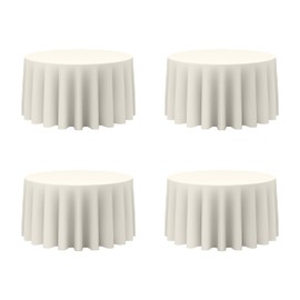 BRILLMAX 4 Pack Ivory Round Tablecloths 120 Inch - Circle Bulk Linen Polyester Fabric Washable Table Clothes Cover for Wedding Reception Banquet Birthday Party Buffet Restaurant