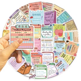 50PCS Motivational Note Stickers,Cute Inspirational Stickers for AdultsTeens Kids, Scrapbook Vision Board Supplies for Water Bottles Laptop, Positive Mental Health Quote Sticker Teachers Students ﻿