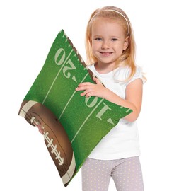 Beabes Football Throw Pillow Covers, American Football Field and Sport Ball Accent Pillow Case Cushion Cover for Bedroom/Livingroom/Sofa/Farm House Cotton Linen Pillowcases 18"X18"