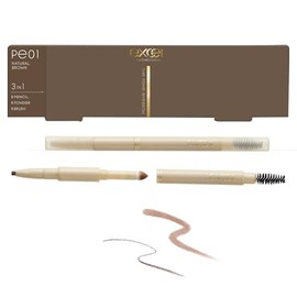 excel The Prime Eyebrow PE01 Natural Brown Eyebrow Pencil, Eyebrow Brush, Eyebrow Powder, 3-in-1, Best Cosmetics