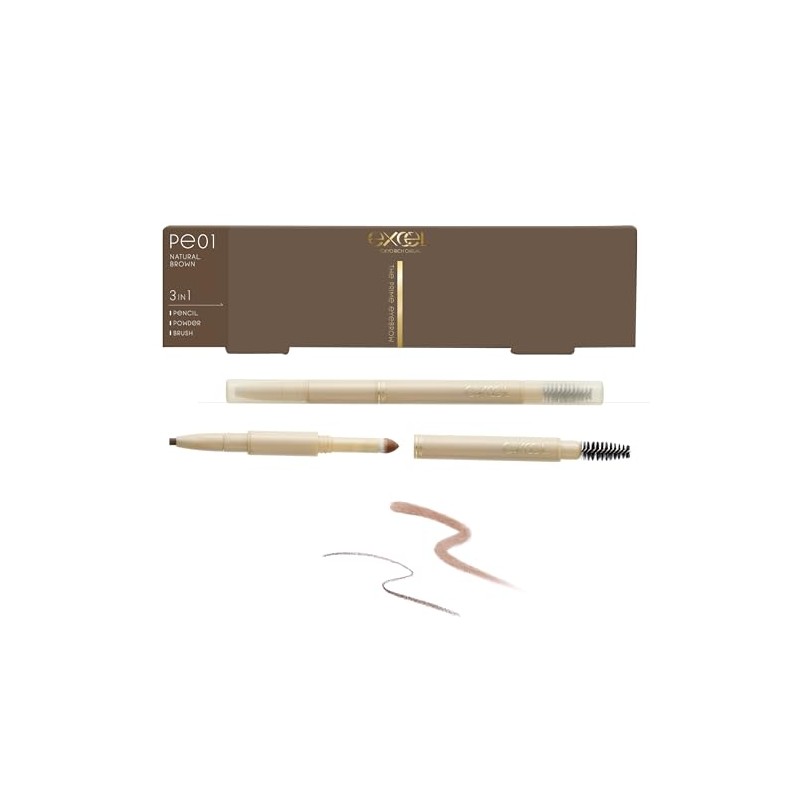 excel The Prime Eyebrow PE01 Natural Brown Eyebrow Pencil, Eyebrow