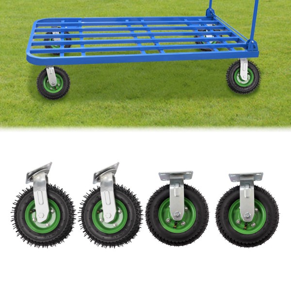 Unbranded 4pcs Set 8" Pneumatic Air Tire Wheel 2 Rigid+2