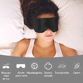 Antifaz para Dormir, Cubre Ojos para Dormir Mujer, Negro