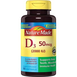 Nature Made Vitamin D3 2000 IU Liquid Softgels 90 ea (Pack of 2)