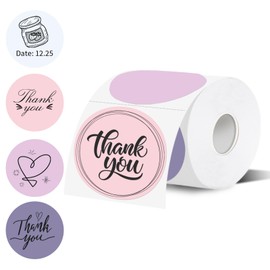 Thermal Label,3 Inch Pink Gradient Round Thermal Printer Sticker,Self-Adhesive Round Direct Thermal Labels,Thermal Stickers for DIY Logo Design,Name Tag (300 Labels/1 Roll)
