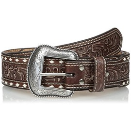 Nocona Men's Brown Wide Cross Buckstitch, Brown, 40