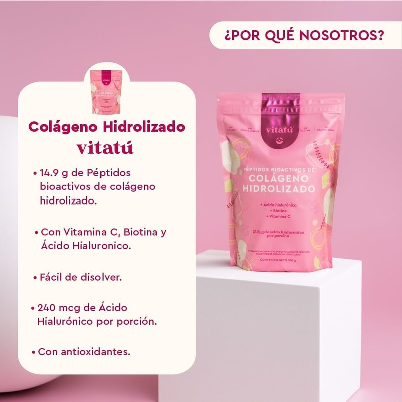 Vitatú Hydrolyzed Collagen Powder for Women – with Hyaluronic Acid,