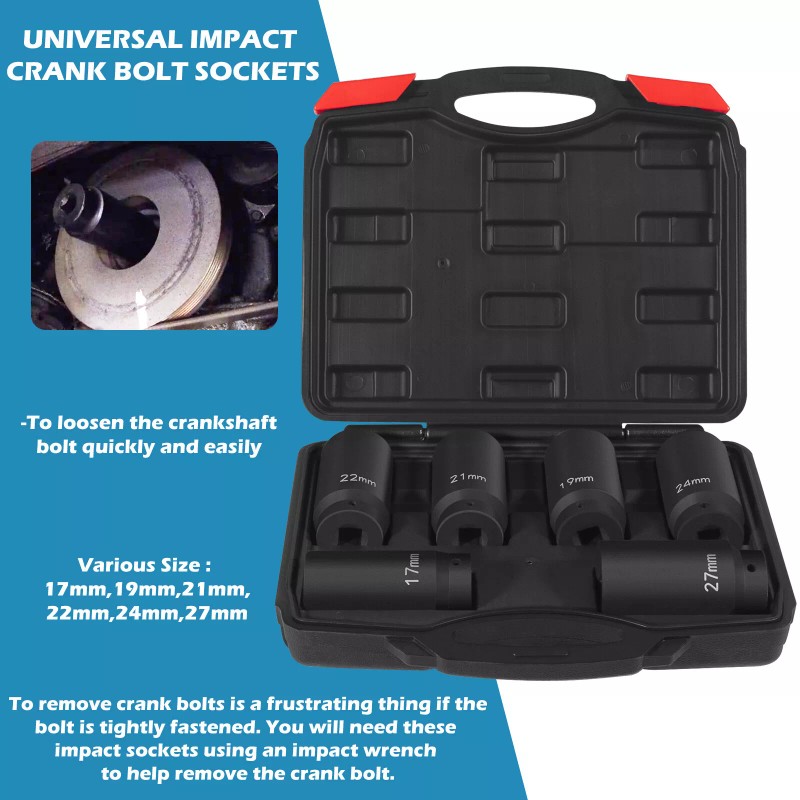 Unbranded 6 Pack Crank Bolt Socket Set 17/19/21/22/24