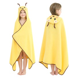 Style Quarters Yellow Bee Hooded Towel for Kids – Soft Cotton, Embroidered, Absorbent Baby Bath Towel – Quick Dry, Lightweight – 50x30 Inches – Perfect for Toddlers & Children