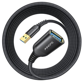 AINOPE USB Extension Cable (25FT, Black) Type A Male to Female Extension Cord High Data Transfer Compatible with USB Keyboard, Flash Drive, Hard Drive