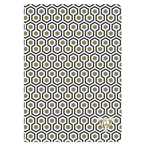 Clairefontaine 'Neo Deco' Sewn Notebook, A5, Lined, 48 Sheets - Gold & Black