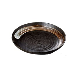 Yamashita Kogei 723605022 White Brush Tenmoku 7.0 Round Plate, 8.9 x 1.6 inches (22.5 x 4 cm)